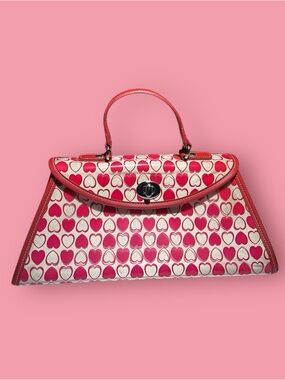🎀 RARE Y2K MX HEART PRINT TRAPEZOID STRUCTURED STATEMENT BAG 🎀